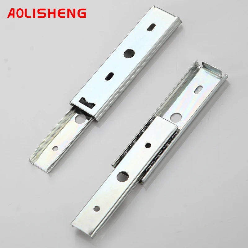 AOLISHENG Keyboard Drawer Two Sections Cold Rolled Steel Silver Color Ball Bearing Slide Rail Furniture Hardware | Обустройство дома