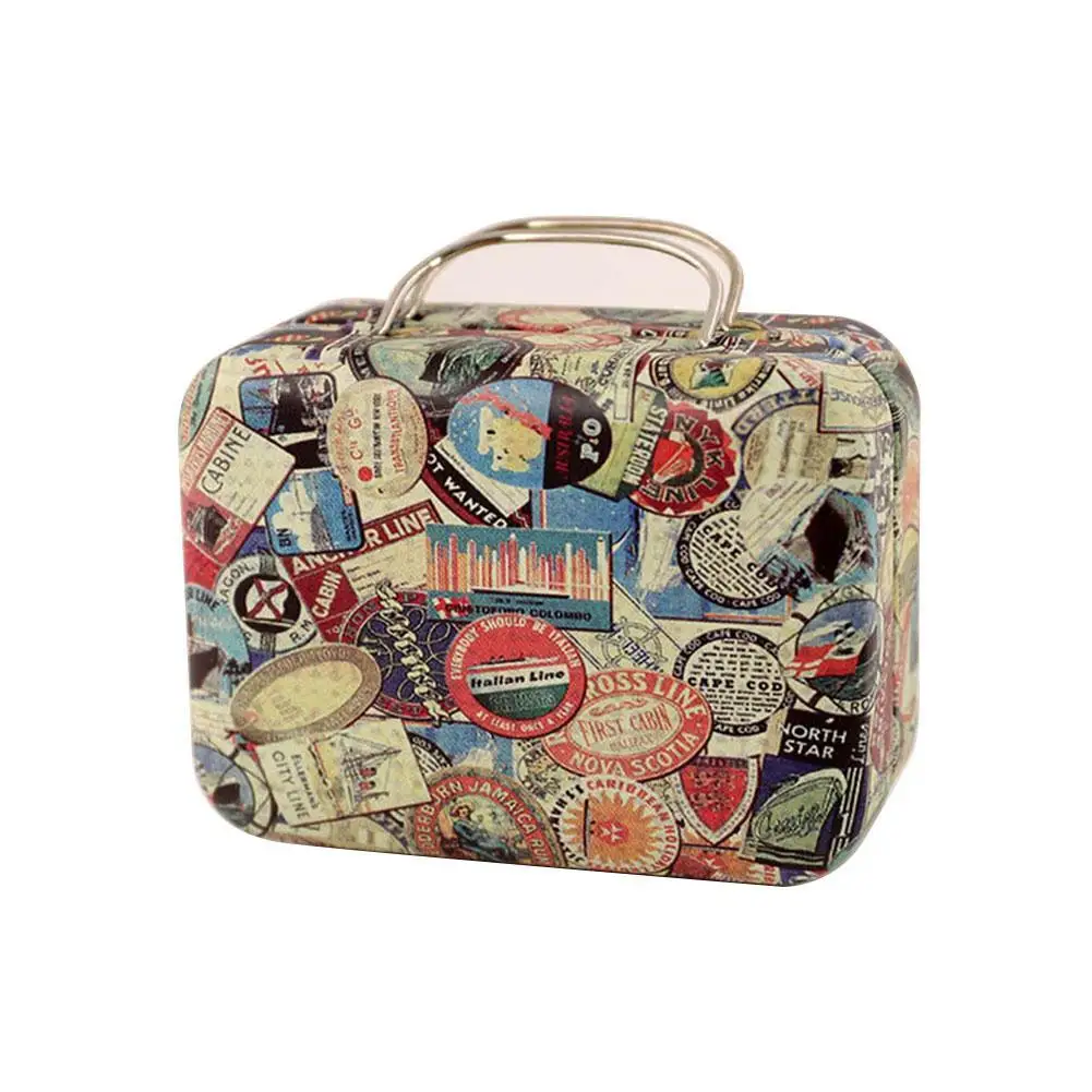 

1/6 Dollhouse Model Simulation Mini Suitcase Trolley Humanoid Tin Hand Toy Dolls Satchel Nostalgic Girl Cartoon Classic Cas V4Q6