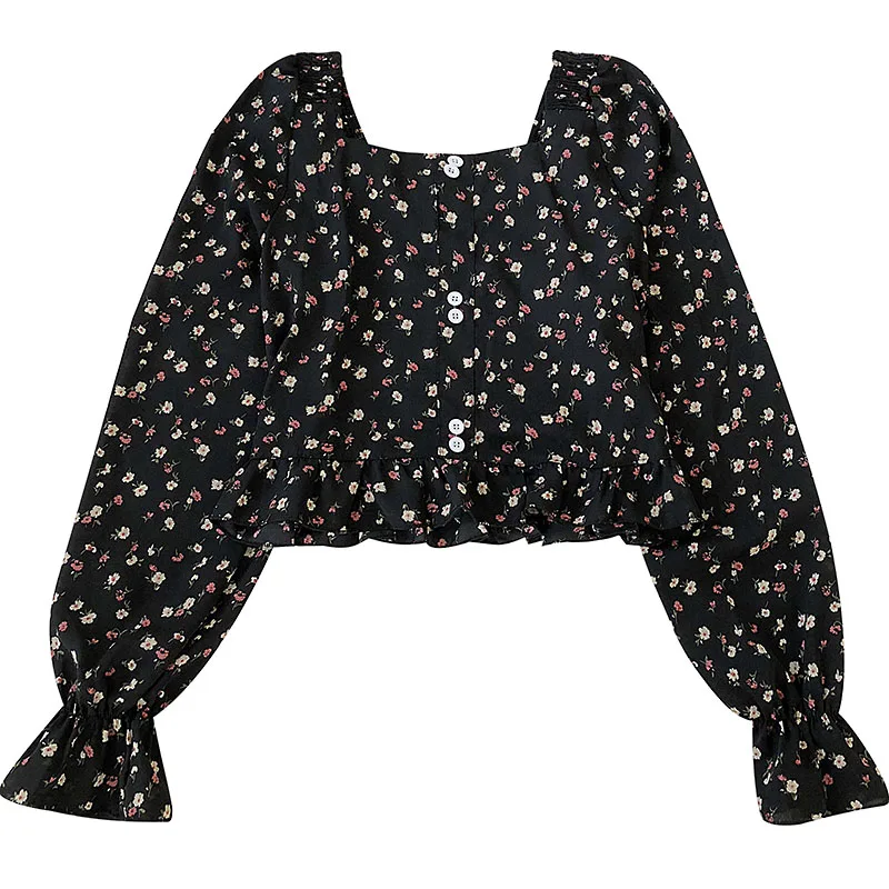 Женская блузка с цветочным принтом Only PLus длинным рукавом и v-образным вырезом на