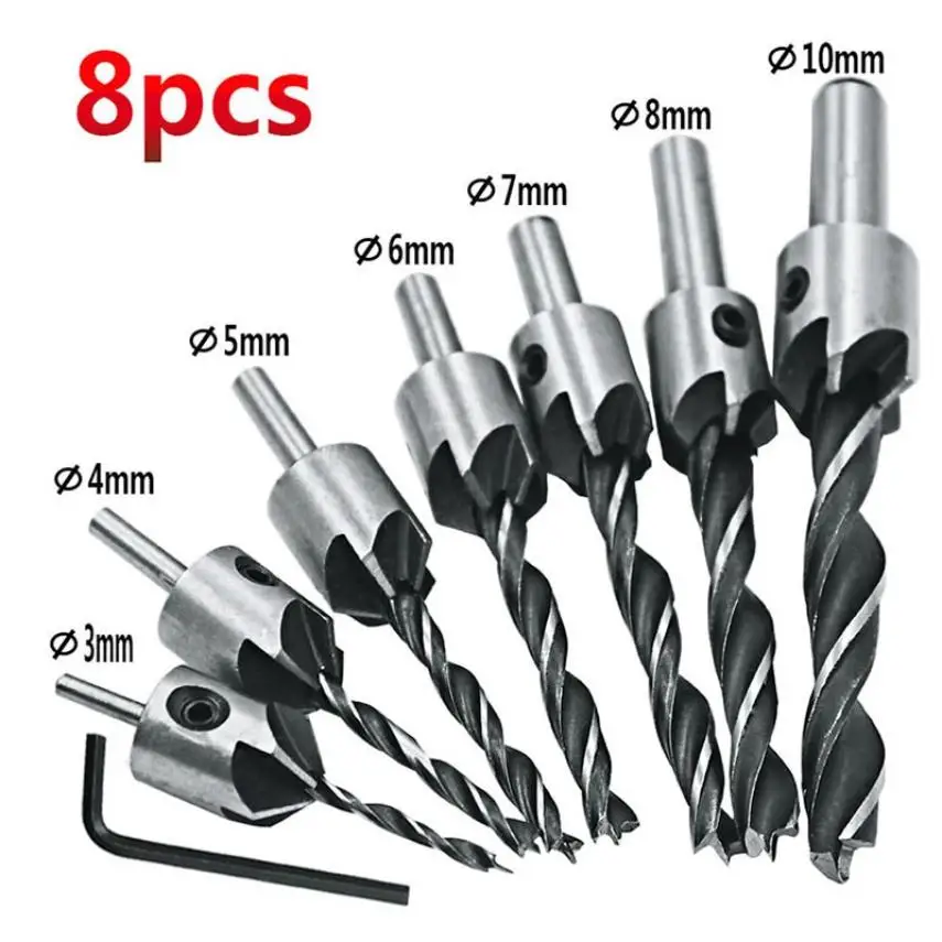 

Three-point woodworking countersunk bit drill reaming drill bit woodworking chamfering device pilot drill steel drill bit
