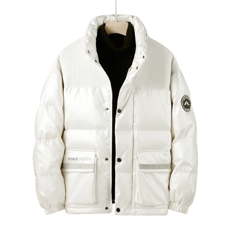 Parkas men Thicken White Duck Down Warm Jacket Men's Fashion Letter Print Patchwork Casual Loose 4XL Winter Down Coat