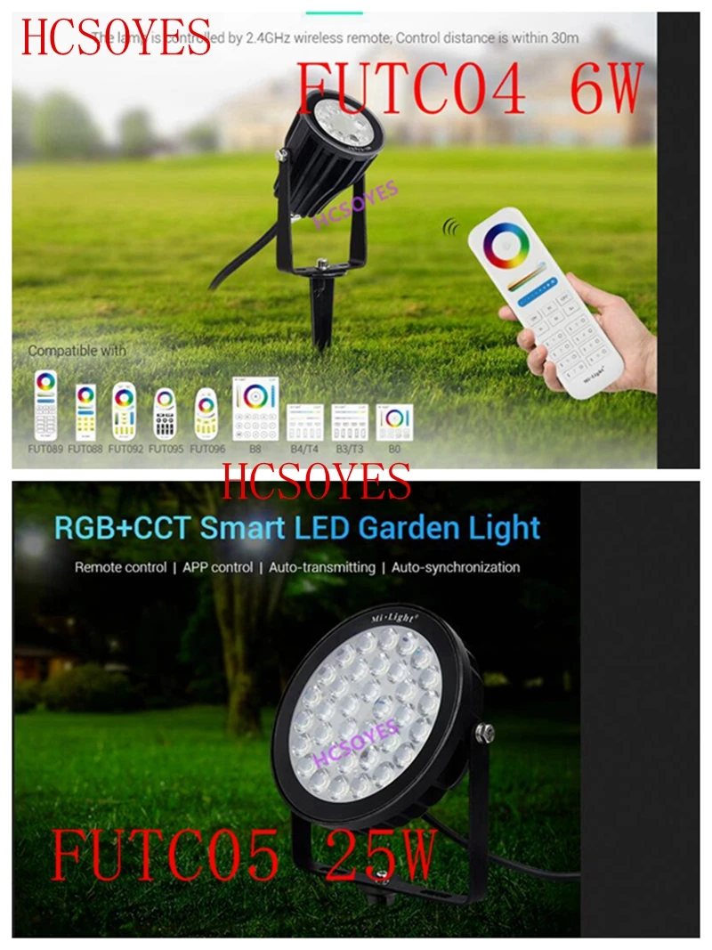 Milight FUTC04 6 Вт/FUTC05 25 Вт RGB+ CCT умный светодиодный светильник для сада AC 100 В~ 220 В для наружного зеленого пространства/парка/дороги/украшения