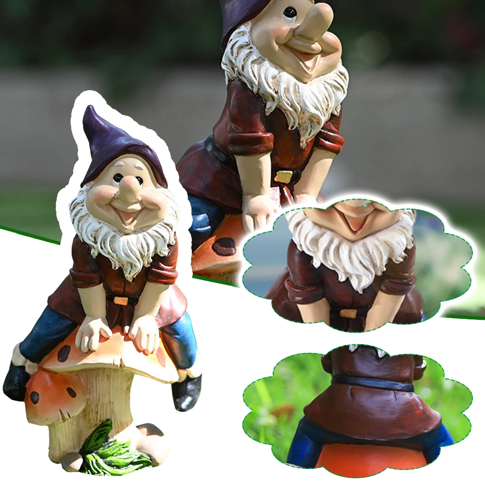 

New Coming Lovely Garden Gnome Statue Resin Mushroom and Gnome Figurines Home Decoration for Table Garden Lawn Patio Wholesale