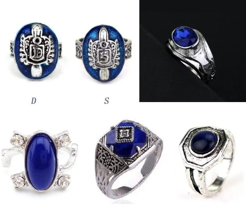 

Vintage The Vampire Diaries Ring D Salvatore Damon Stefan's Elena Punk Rings Lapis Lazuli Blue Crystal Moives Jewelry US 6-10