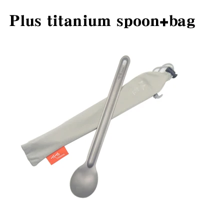 Spoonbag TiTo Титановая Ложка с длинной ручкой, посуда, портативные походные столовые приборы, удобные титановые Spork, Экологичная титановая вилка - Цвет: Spoonbag