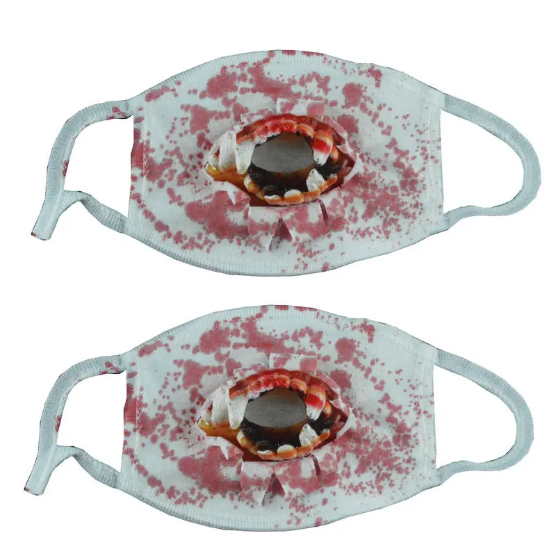 Страшный ужас маска для лица рот кексы Хэллоуин кровавые зубы дыхательная
