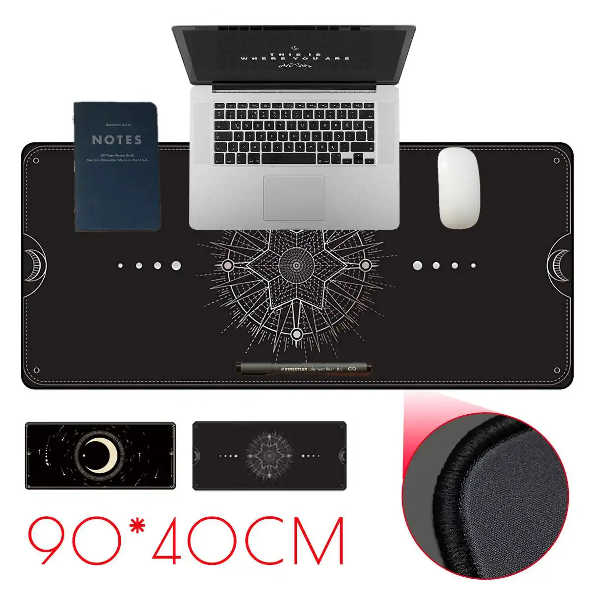 

Professional Extra Large Mouse Pad Gaming Mouse Pad Big Mouse Mat For PC Computer Mousepad 400 x 900 mm Moon / Star