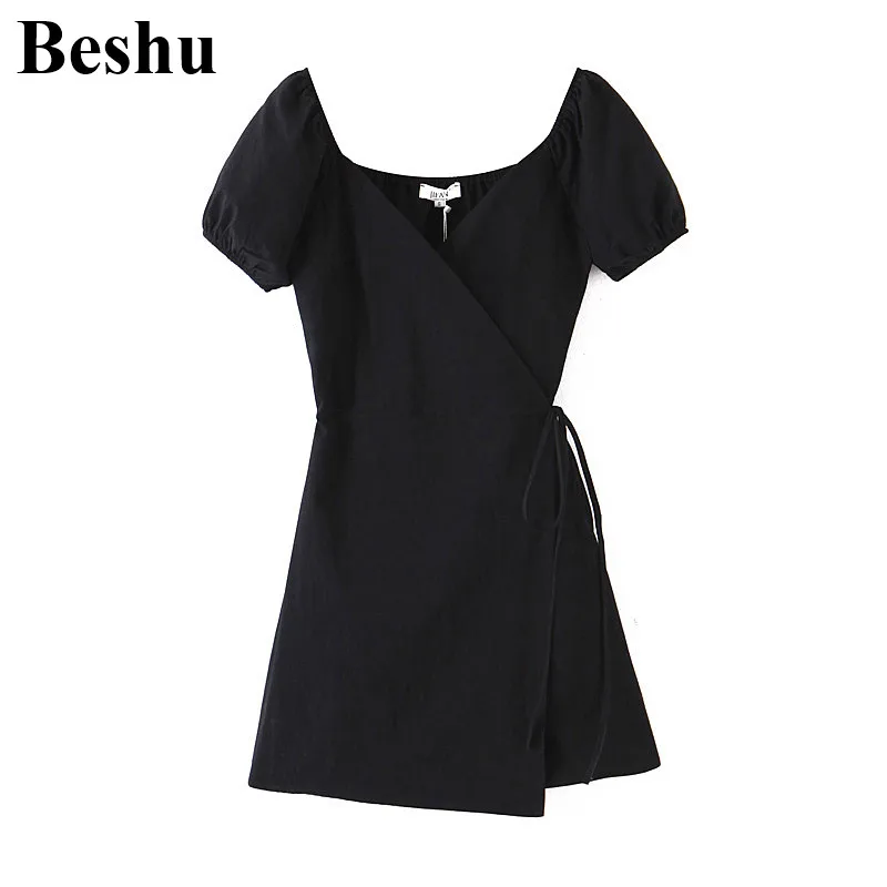 Женское мини платье из смесового хлопка za черное элегантное винтажное