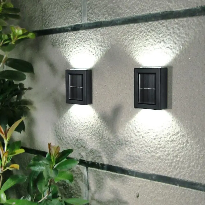 

2PC Solar Wall Lamp Light Waterproof white Light 2 LED Beads IP65 Quickly Absorb Energy Bright Decorative Lighting Outdoor