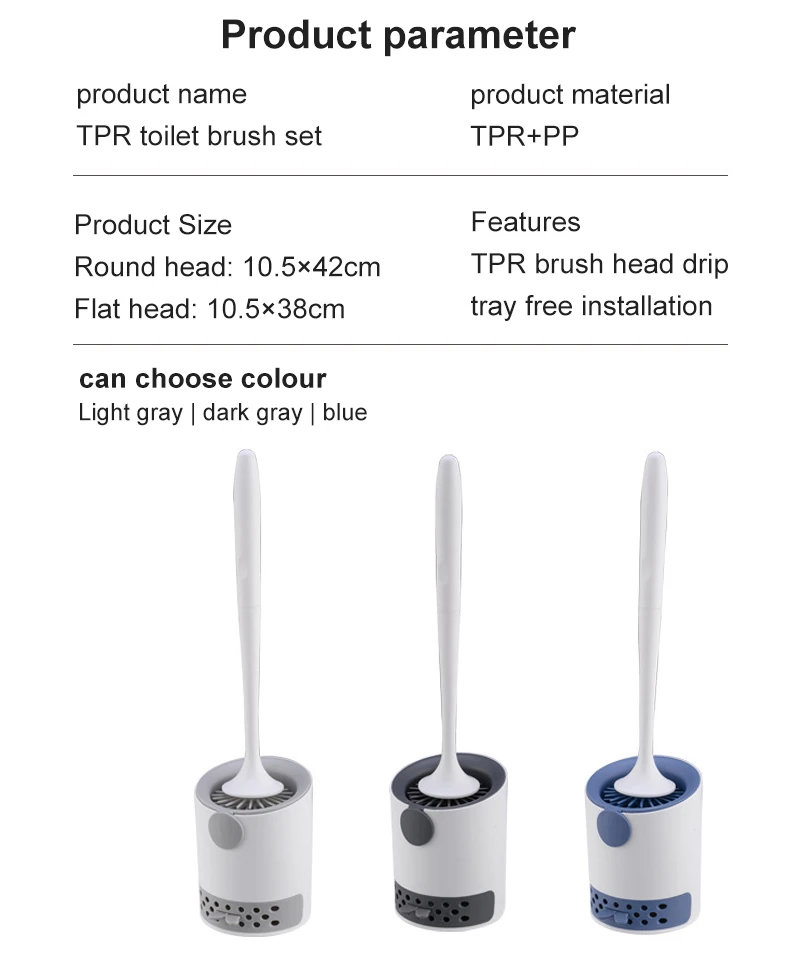 

Wall-mounted Silicone Brush TPR Round/flat Brush Head With Hollow Drain Tray Toilet Gap Cleaning Brush Bathroom Accessories