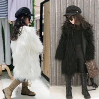 winter girls parka faux fur coat loose long overcoat children thick warm fur jacket for kids outdoor overcoat casual outwear