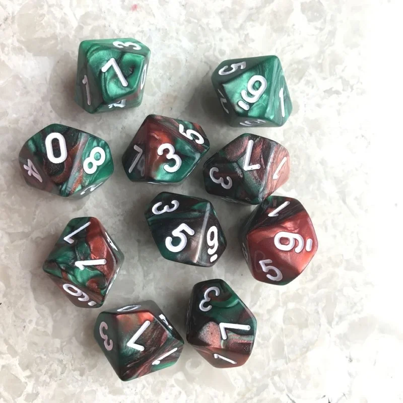 10 шт./компл. 10-сторонние двухцветные цифровые игральные кости 0-9 Технические