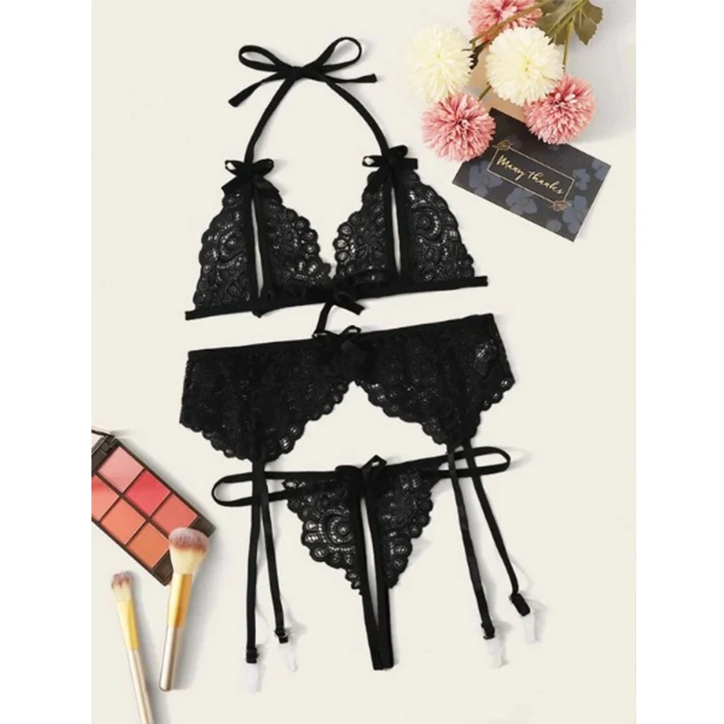 

2020 Hot The New Listing Sexy underwear women set Sheer Mesh Lingerie Set no bra Backless Bralette sexi Intimates lace bra set