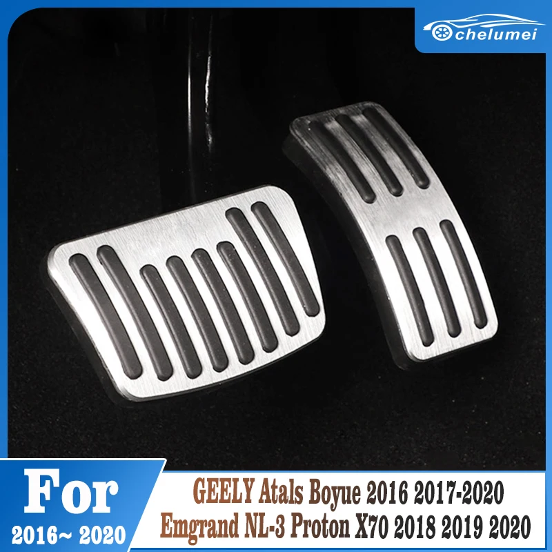 

Aluminum Alloy Car Foot Pedal Accelerator Brake Non-Slip Mat Cover For Geely Atlas Boyue 2016 2017 2018 2019 2020 AT Accessories