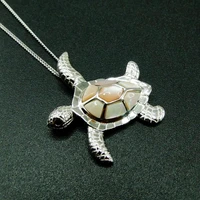 beautiful 925 sterling silver natural mother of pearl mop sea turtle pendant necklace for women gift