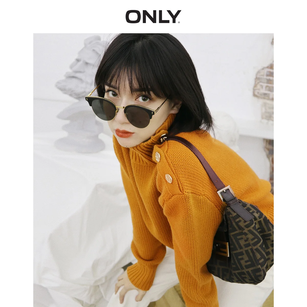 Женский свободный трикотажный свитер на пуговицах | Женская одежда