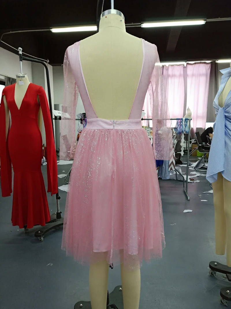 Женское вечернее платье с блестками и длинным рукавом | Женская одежда