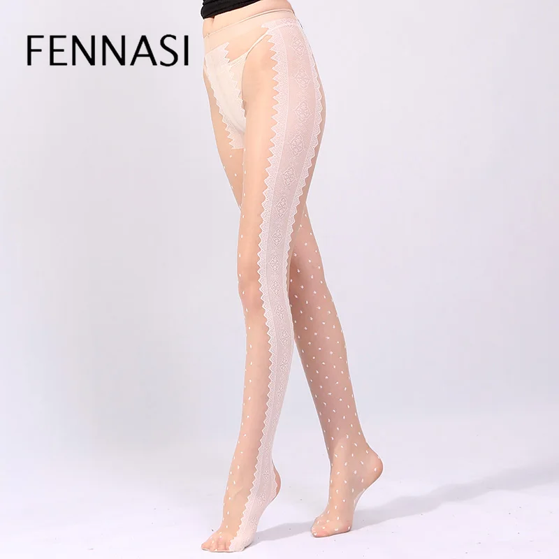 FENNASI женские колготки в горошек жаккардовые Цветочные полосатые T промежность
