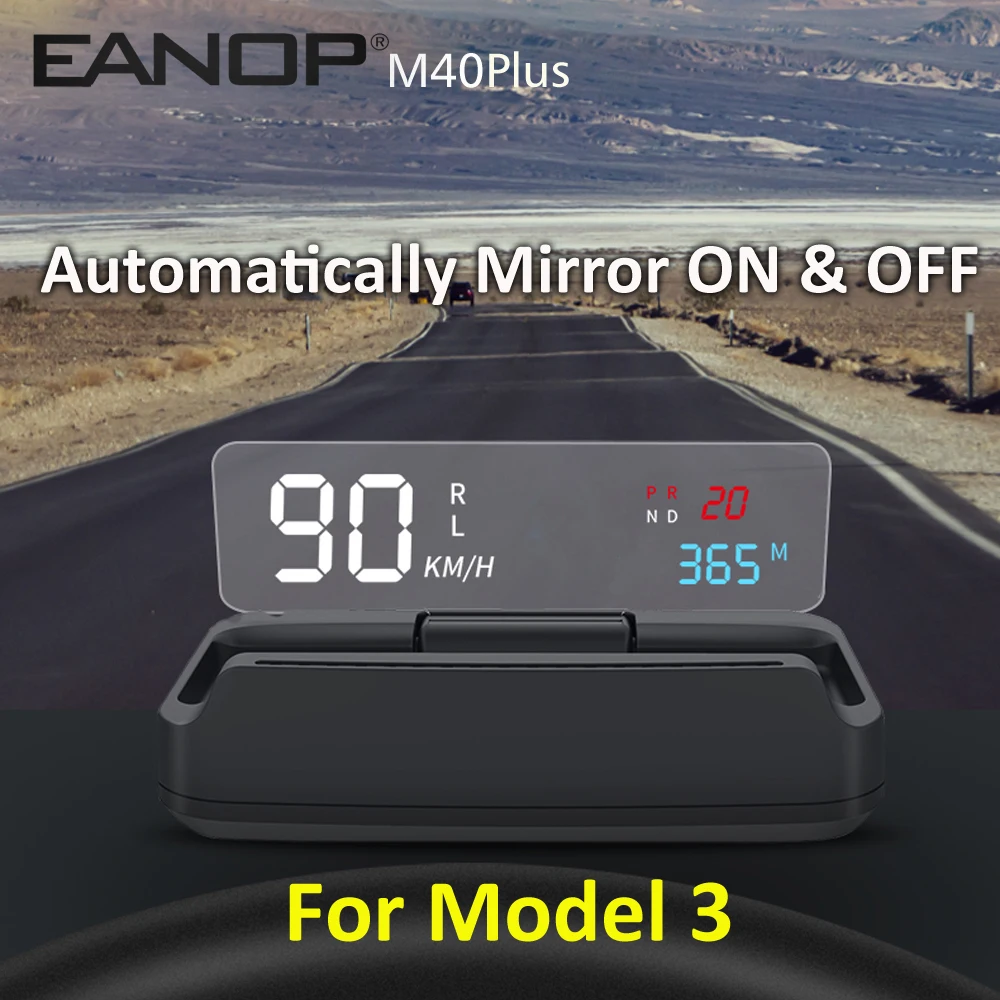 Цифровой датчик скорости EANOP Mirror HUD M40plus проектор OBDII Для Tesla Model 3 с сигнализацией
