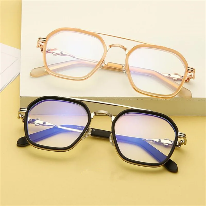 

Brand Designer Anti-Blue Eyeglasses Unisex Optical Glasses Retro Spectacles Simplicity Double Beam Eyewear