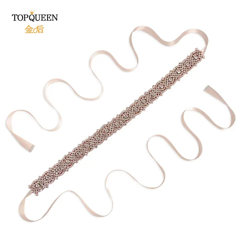 TOPQUEEN S28B-RG розовое золото свадебный пояс Стразы пояс для свадебных платьев пояс с бисером ручной работы пояс подруги невесты и пояса - Цвет: baby pink