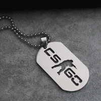 1 go counter strike logo symbol necklace round global offensive necklace stainless steel anime game cs logo necklace jewelry
