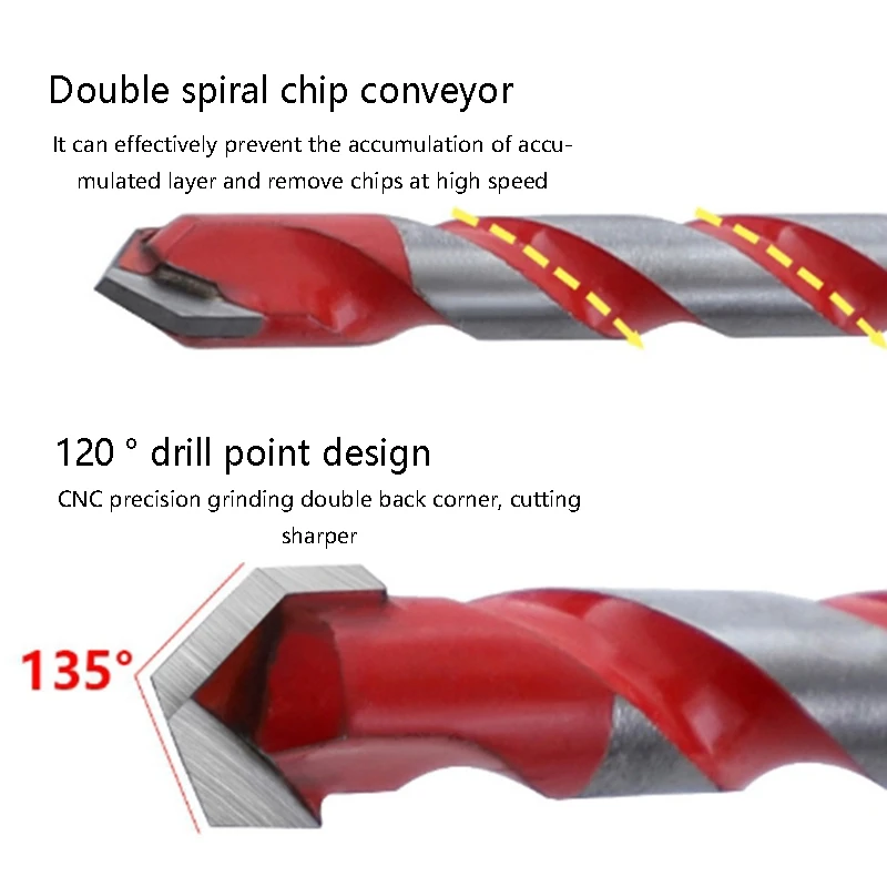 

Hot 4PCS 6 8 10 12mm Cement Wall Ceramic Glass Ceramic Drill Bit Alloy Multifunctional Triple-cornered Hole Opener