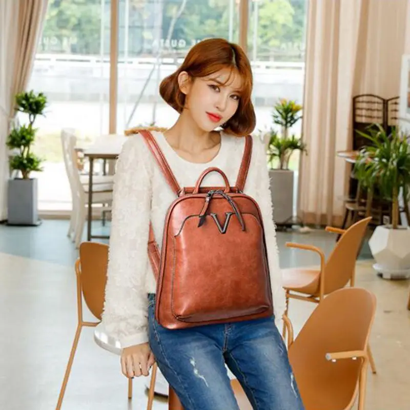 

New Vintage Women Backpack High Quality Leather Brand Female Shoulder Bag Lady Multifunction Backpack Hot School Bags For Girls