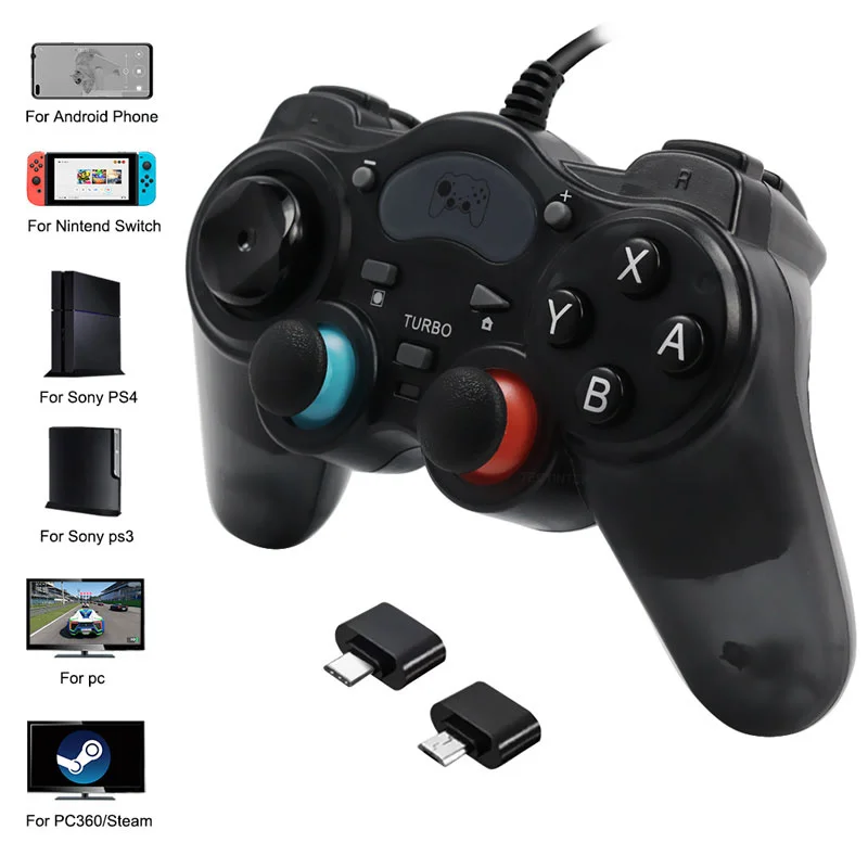 

Mando 7 en 1 con cable para PS3/PS4/PC360, Joystick Android con conversor OTG para Switch NS, compatible con juegos de vapor