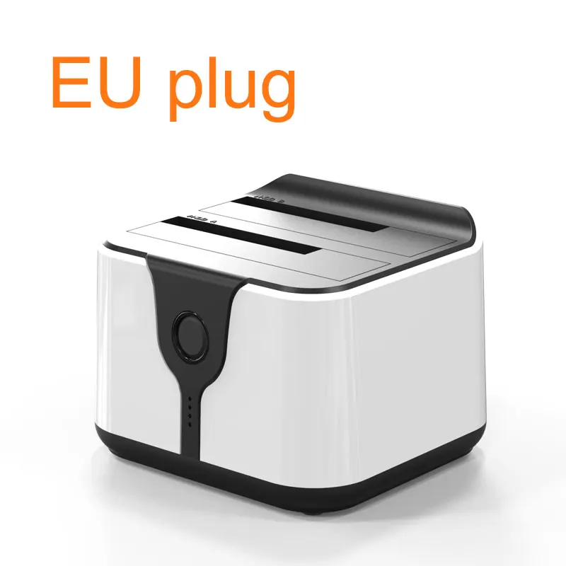 EU plug-plastic USB жесткий диск Корпус SSD чехол 2-Bay SATA hdd док-станция для 3," 2,5" USB3.0 dual bay жесткий диск ssd клоновый Дубликатор док-станция - Цвет: EU plug-plastic