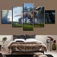 5 panel dinosaur decorative interior painting forest animal posters modern wall art canvas print pictures living room home decor