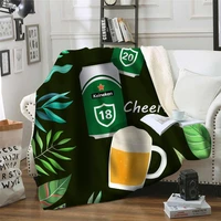 travel blanket whitbeer beer festival cans wine men trend warm comforter flannel design fluffy girl covered blanket