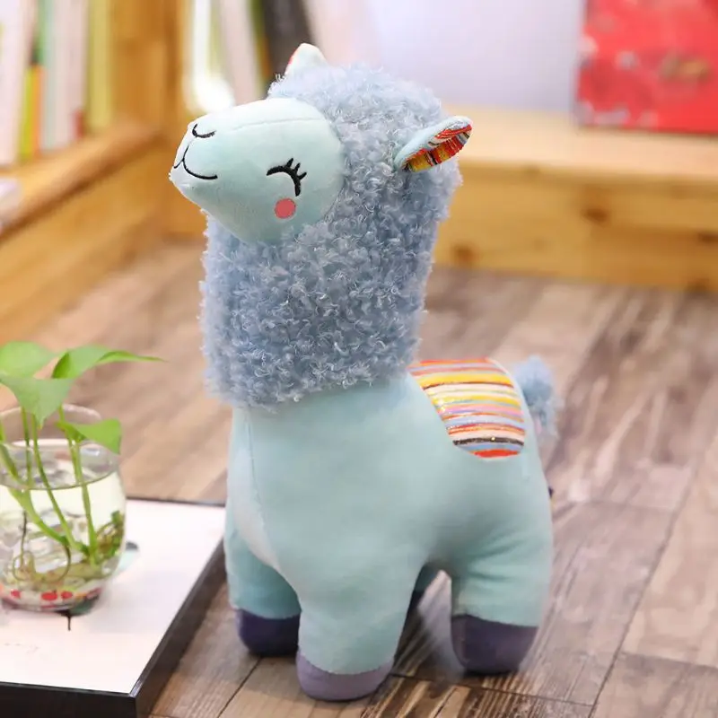 

New 25cm Smile Stripe Alpaca Llama Plush Animals Toy Stuffed Doll Kids Toys Birthday Gifts