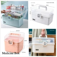 3 layer portable first aid storage box plastic with handle clear multifunctional folding family large capacity medicine sundries