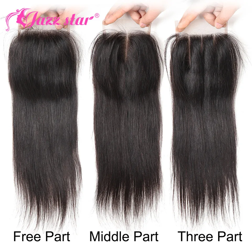 Перуанские прямые пряди волос с закрытием человеческие волосы 3 4*4 Кружева