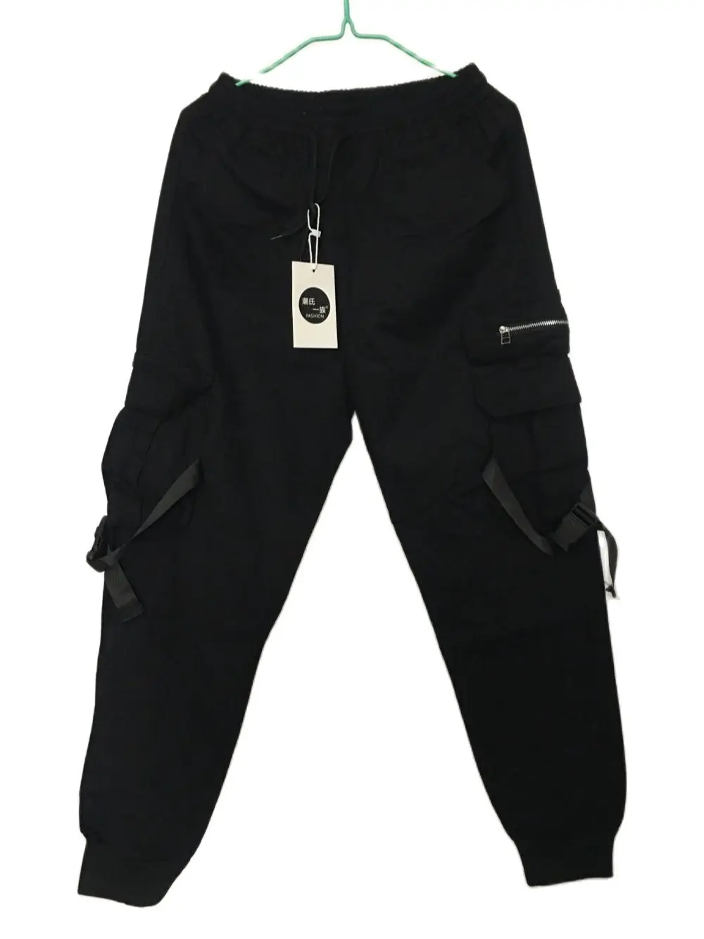 Штаны-карго мужские с лентами повседневные джоггеры несколькими карманами в