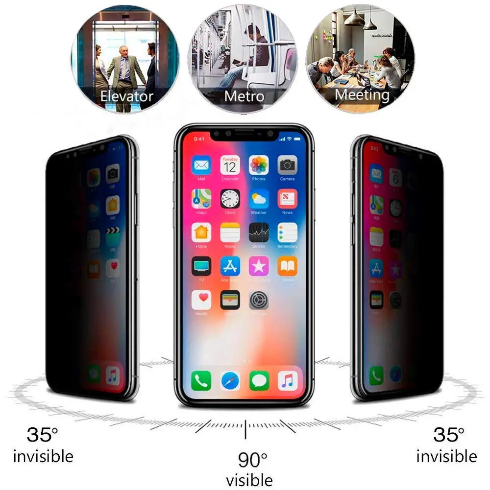 10pcslot privacy screen protector for iphone 11 pro max xs 6 se 7 8 plus tempered glass cover anti peep protection film package free global shipping
