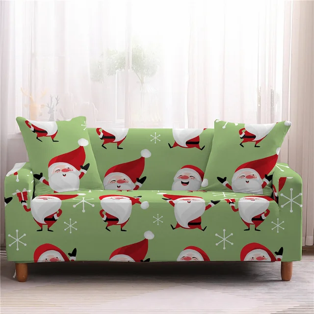 Рождественский чехол для дивана, эластичный чехол для дивана с принтом СантаКлауса, для углового секционного дивана