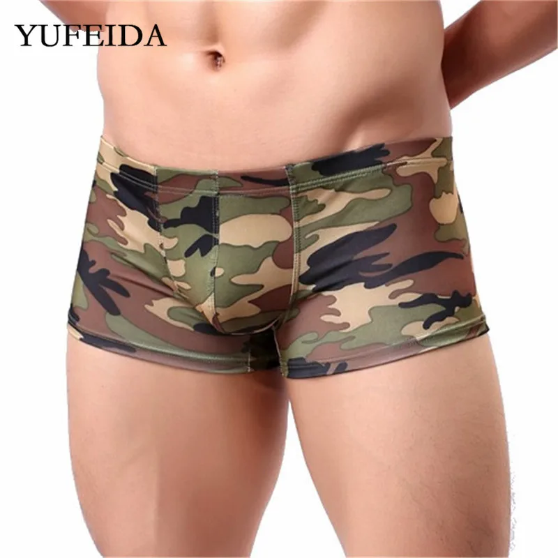 

1/3PCS Mens Underwear Boxers Camouflage Low Rise Underpants Boxer Shorts Trunks Male Gay U convex Pouch Sissy Panties Lingerie