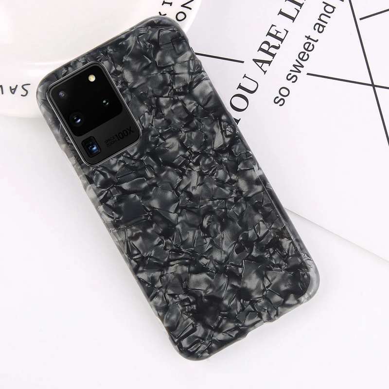 

YISHANGOU Conch Shell Marble Phone Case For Samsung S20 Note 20 S21 Ultra S10 Plus S9 S10E For iPhone 12 Acrylic Hard Back Cover