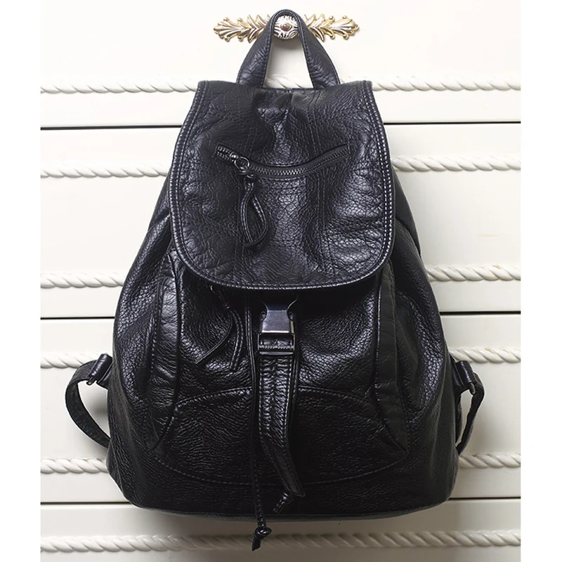 Дизайнерский рюкзак из промытой кожи женские ранцы высококачественной школьный