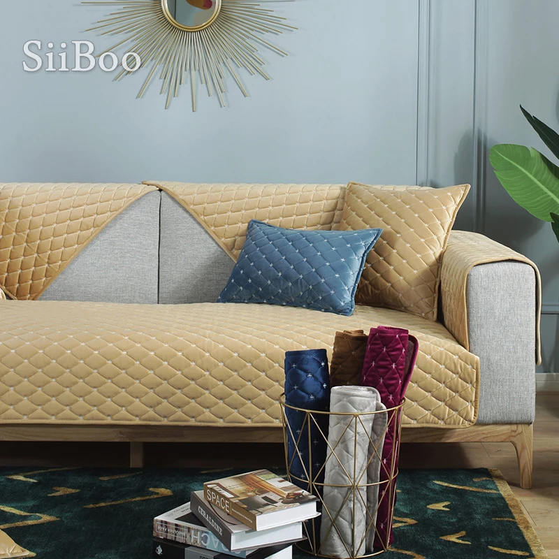 

Чехол для дивана Siiboo стеганый, не скользкий, с вышивкой крестом, в европейском элегантном стиле, для защиты мебели, sp6594