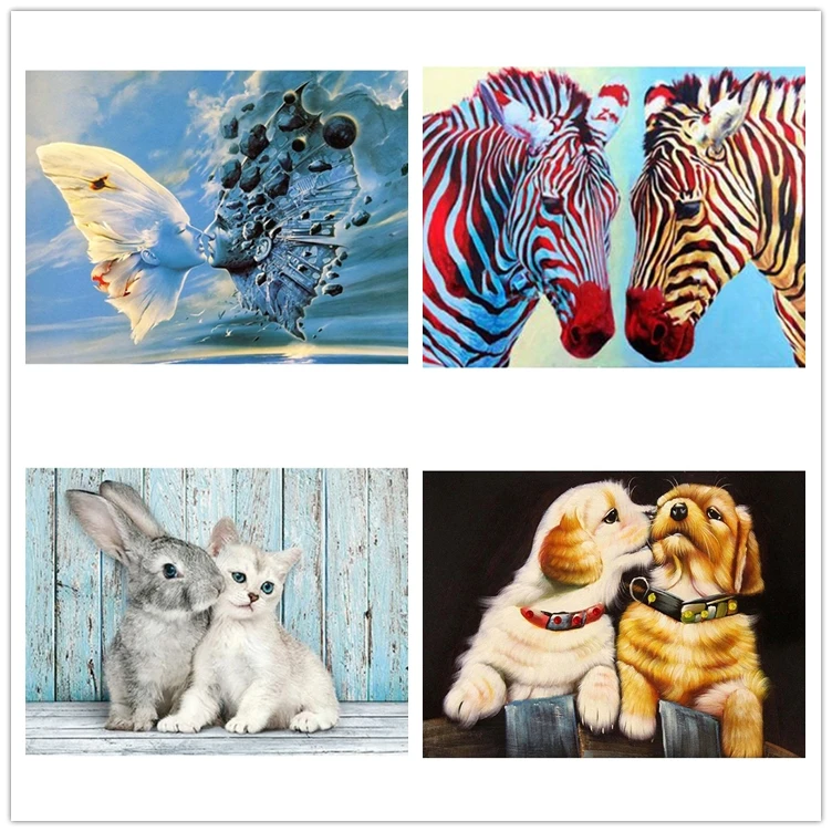 Рукоделие Diy Алмазная картина целующиеся Животные узоры вышивка Лебеди щенки