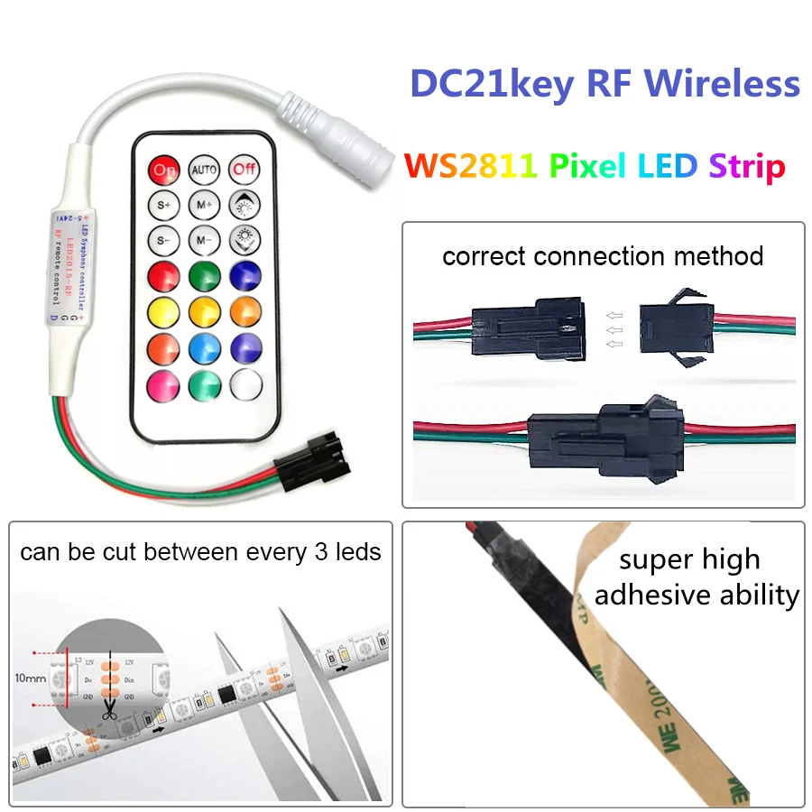 Светодиодные ленты WS2811 гибкая лента с диодами RGB цвета мечты 5 м 10 адаптером 12 В