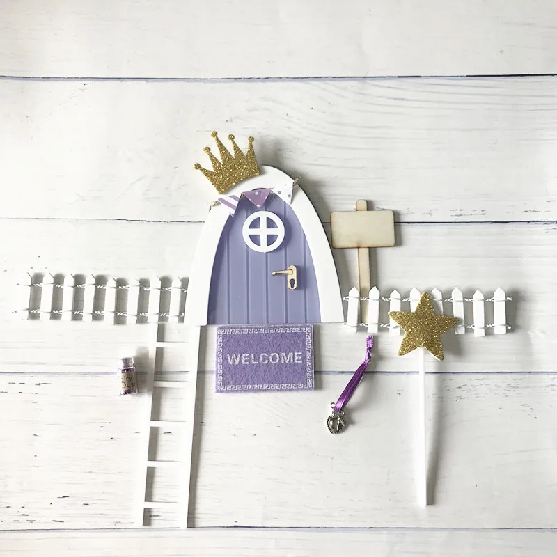 mini purple p s Мини Арка ручной работы милый розовый Фея дверь мышь отверстие, миниатюрные деревянные двери с овсянкой и Персонализированная вывеска - Цвет: mini purple p s