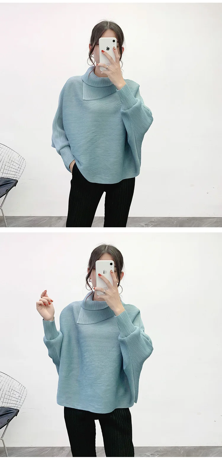 LANMREM New Scarf Collar Batwing Sleeves Pullover Twice Pleated Thickness Loose Autumn And Winter Sweatshirt WJ74304