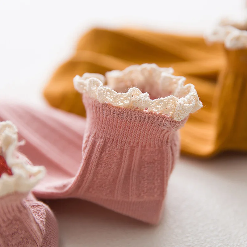3 штуки женские носки милые модные сексуальные кружевные розовые желтые уличные