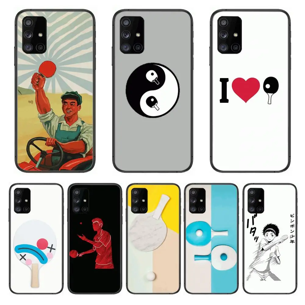 

Table tennis Cartoons lovely Phone Case Hull For Samsung Galaxy A 90 50 51 20 71 70 40 30 10 80 E 5G S Black Shell Art Cell Cov