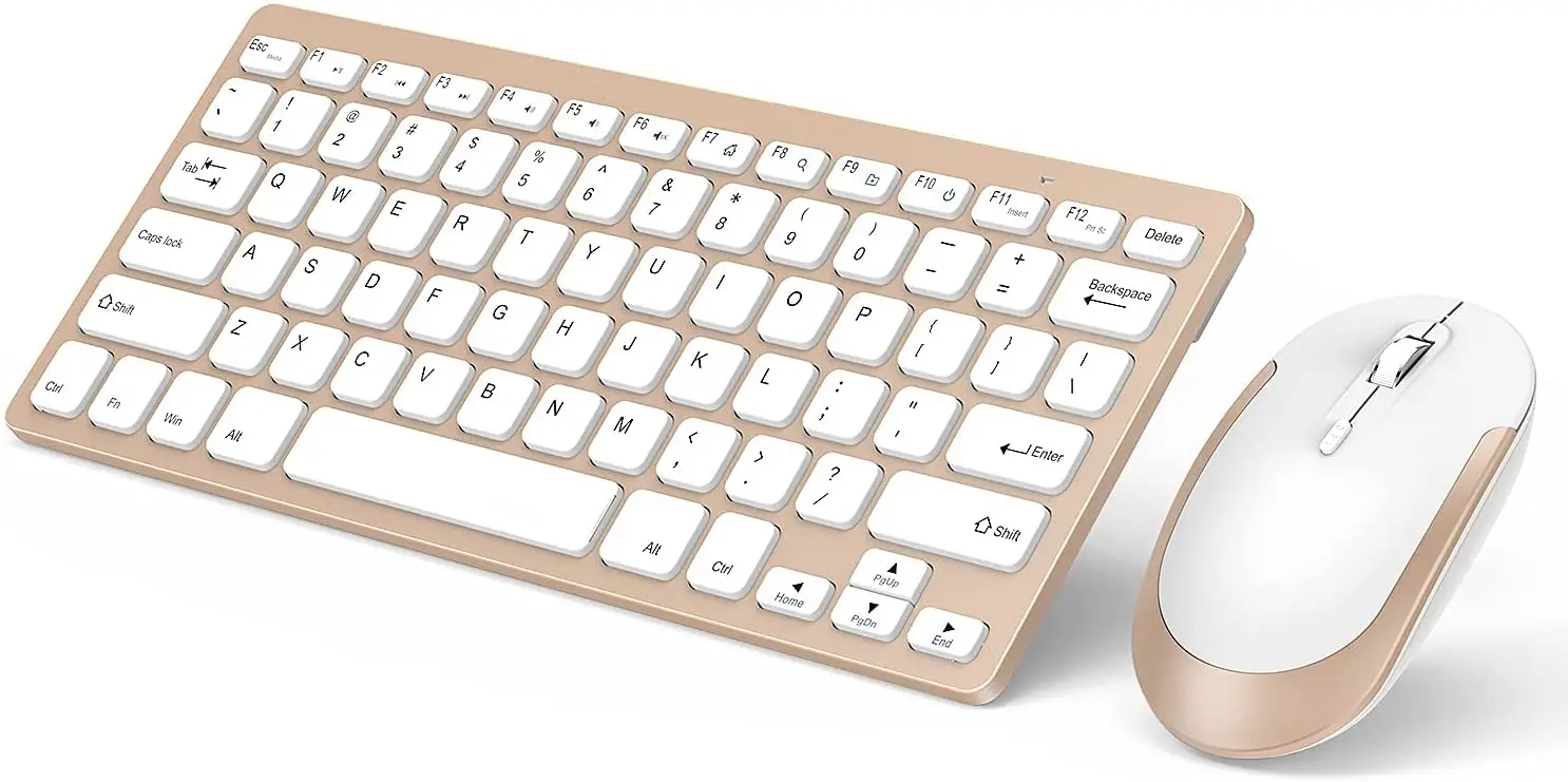 

Беспроводная клавиатура и мышь, 2,4 ГГц тонкая компактная Бесшумная клавиатура и мышь для Windows, ноутбука, ПК, ноутбука-белая и