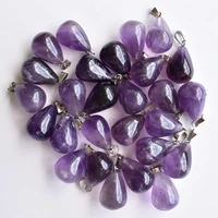 2020 fashion hot selling natural amethysts charms water drop pendants for jewelry marking 20pcslot wholesale free shipping